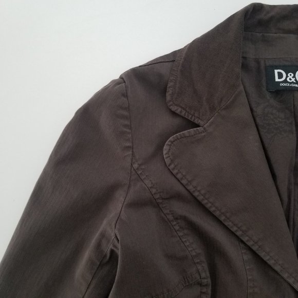 D&G Corduroy 3/4 Sleeve Jacket Brown Size S - Picture 6 of 16
